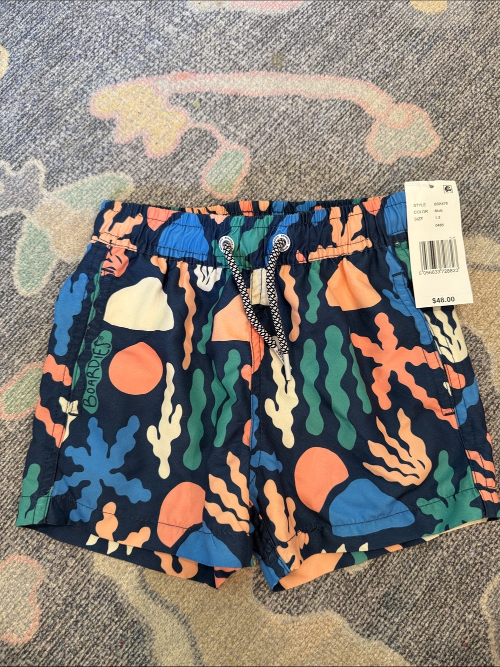 Boys Navy Multi Abstract Boardies Swim Shorts